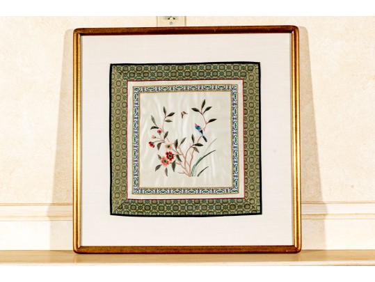 Chinese Silk Embroidery, Bird On Flowering Branches