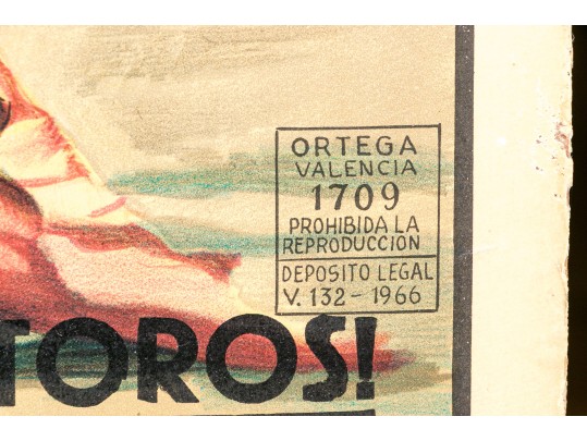Lithograph On Board Advertising Bullfighting