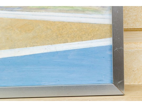 Large Signed Painting On Canvas, Industrial Complex, 1976