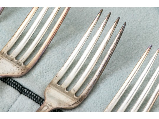 Set Of Six Antique Sterling Silver Forks, 8.05 Ozt.