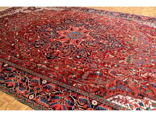 Beautiful Vintage Persian Heriz Room Size Rug, 19’ X 11’6”