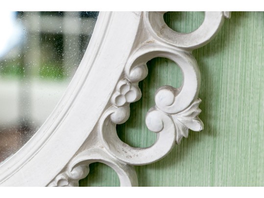 Syroco Painted And Carved Oval Mirror
