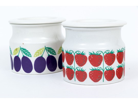 Pair Of Finnish Arabia Ceramic Lidded Jars