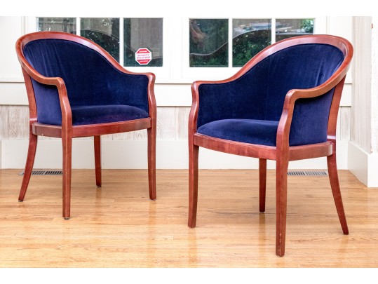 Custom Velvet Upholstered Armchairs