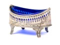 English Sterling Silver Salt Cellar With Cobalt Glass Liner, 1.495 Ozt.