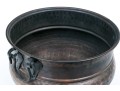 Large Hammered Copper Cauldron With Iron Handles