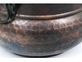 Large Hammered Copper Cauldron With Iron Handles