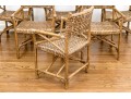 Vintage Set Of Six Bamboo, Rattan And Woven Leather Strapped Armchairs Probably Mcguire
