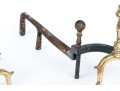 Pair Of Brass And Iron Cannonball Andirons