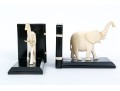 Pair Of Ebony And Carved Bone Elephant Form Bookends