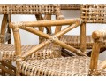 Vintage Set Of Six Bamboo, Rattan And Woven Leather Strapped Armchairs Probably Mcguire