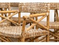 Vintage Set Of Six Bamboo, Rattan And Woven Leather Strapped Armchairs Probably Mcguire