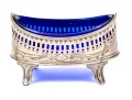 English Sterling Silver Salt Cellar With Cobalt Glass Liner, 1.495 Ozt.