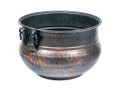 Large Hammered Copper Cauldron With Iron Handles