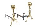 Pair Of Brass And Iron Cannonball Andirons