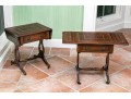 Pair Of Mahogany Lyre Motif Drop Leaf End Tables
