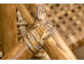 Vintage Set Of Six Bamboo, Rattan And Woven Leather Strapped Armchairs Probably Mcguire
