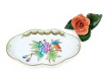 Hungarian Herend Hand-Painted Porcelain Dish And Flower Place Card Holder