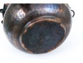 Large Hammered Copper Cauldron With Iron Handles