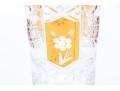 Cut Crystal Footed Vase With Amber Tinted Decoration
