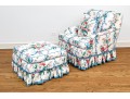 Baker Furniture Custom Upholstered Club Chair With Ottoman