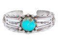 Child Sized Sterling Silver And Turquoise Cuff Bracelet, 0.565 Gross Ozt.