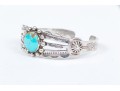 Child Sized Sterling Silver And Turquoise Cuff Bracelet, 0.565 Gross Ozt.