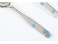 Anton Michelsen (Danish, 1809-1877) Three Piece Sterling Silver And Enamel Utensils, 1.66 Gross Ozt.