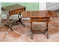 Pair Of Mahogany Lyre Motif Drop Leaf End Tables