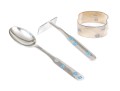Anton Michelsen (Danish, 1809-1877) Three Piece Sterling Silver And Enamel Utensils, 1.66 Gross Ozt.