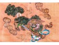 Pair Of Chinese Silk Embroideries, Foo Dogs