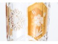Cut Crystal Footed Vase With Amber Tinted Decoration