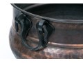 Large Hammered Copper Cauldron With Iron Handles