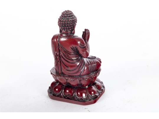 Pair Of Red Resin Buddha Figures