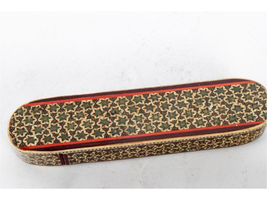 Pair Of Persian Hand-Painted Khatam Marquetry Pen Boxes