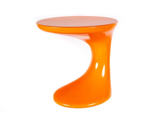 Post-Modern Orange Sculptural Side Table