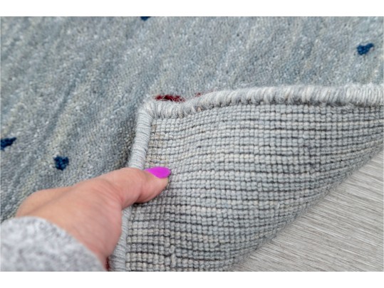 Hand-Knotted Wool Grey And Red Gabbeh Rug (4'11