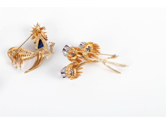 Collection Of Marcel Boucher Brooches & Earrings (2 Brooches, 1 Pair Earrings