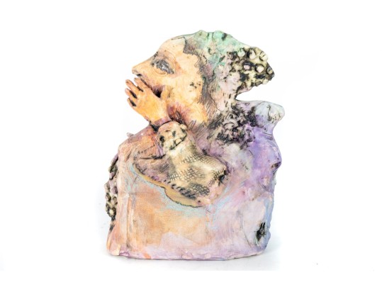 Signed Hand-Sculpted Figural Pottery Sculpture — Signed