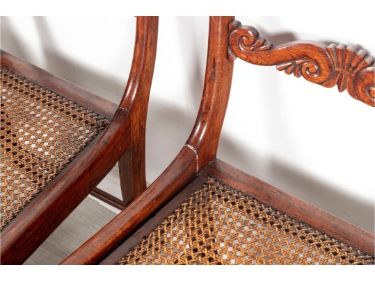 Set Of Five Antique Victorian Carved Caned Chairs