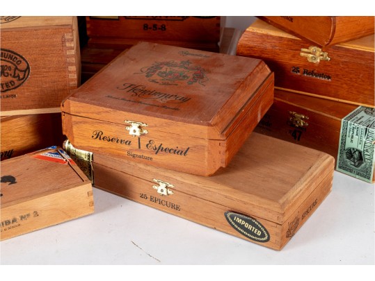 Collection Of Wooden Cigar Boxes