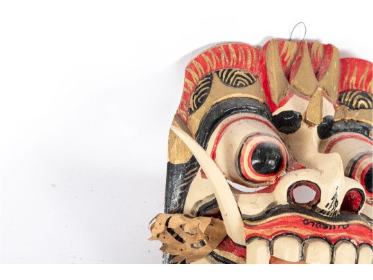 Pair Of Balinese Hand-Carved Wood Barong Masks