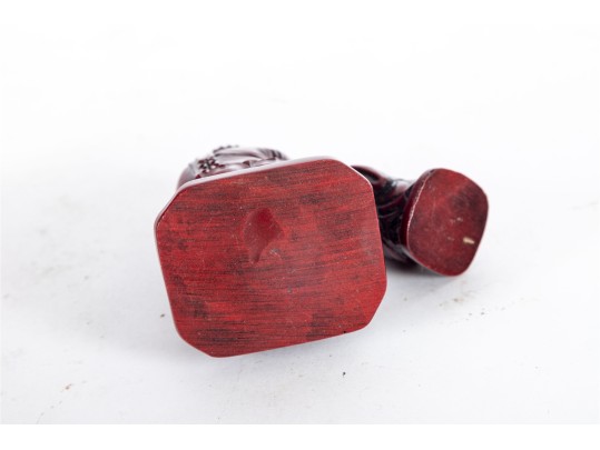 Pair Of Red Resin Buddha Figures