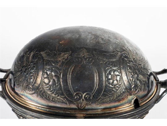 Victorian Silverplate Roll-Top Serving Chafing Dish