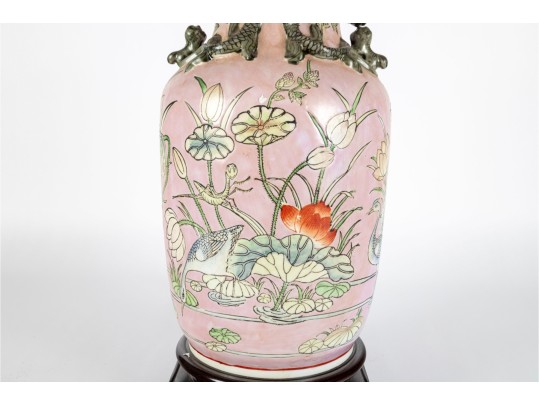 Chinese Famille Rose Porcelain Vase Mounted As A Lamp