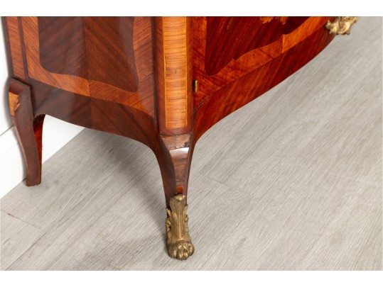 Early 20th Century Louis XV Marble-Top Marquetry Cabinet