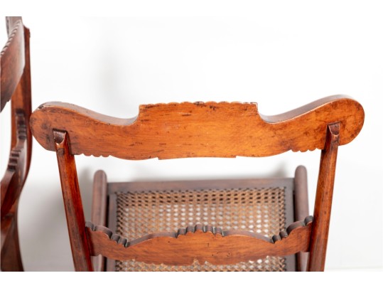 Set Of Five Antique Victorian Carved Caned Chairs