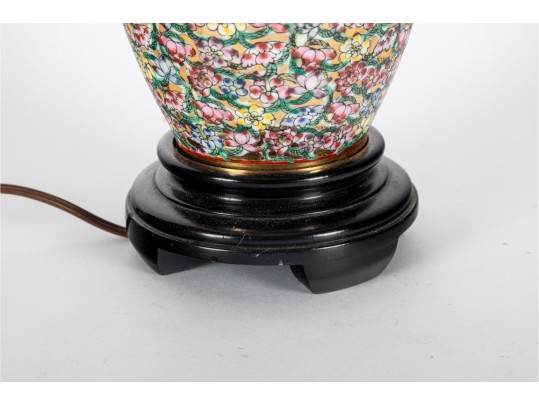 Chinese Famille Rose Gilt-Ground Vase Mounted As A Lamp