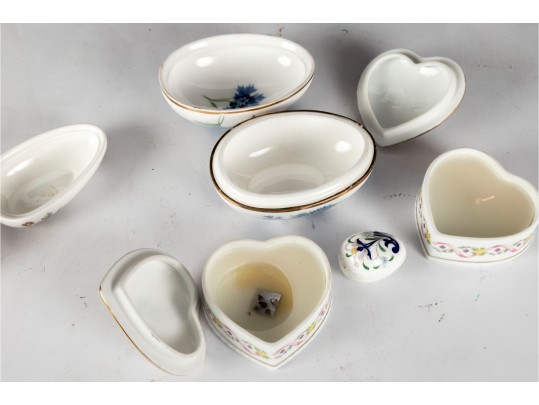 Collection Of English Porcelain Trinket Boxes And Eggs