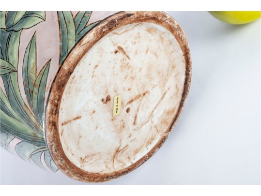 Hand-Painted Orchid Motif Ceramic Lidded Jar